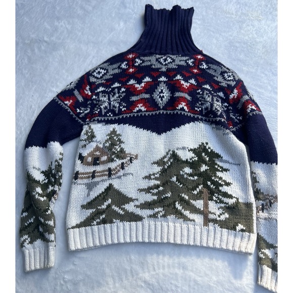 B. Moss Vintage Sweater Knit Long Sleeve Turtleneck Trees‎ Multicolor Medium - Picture 8 of 11